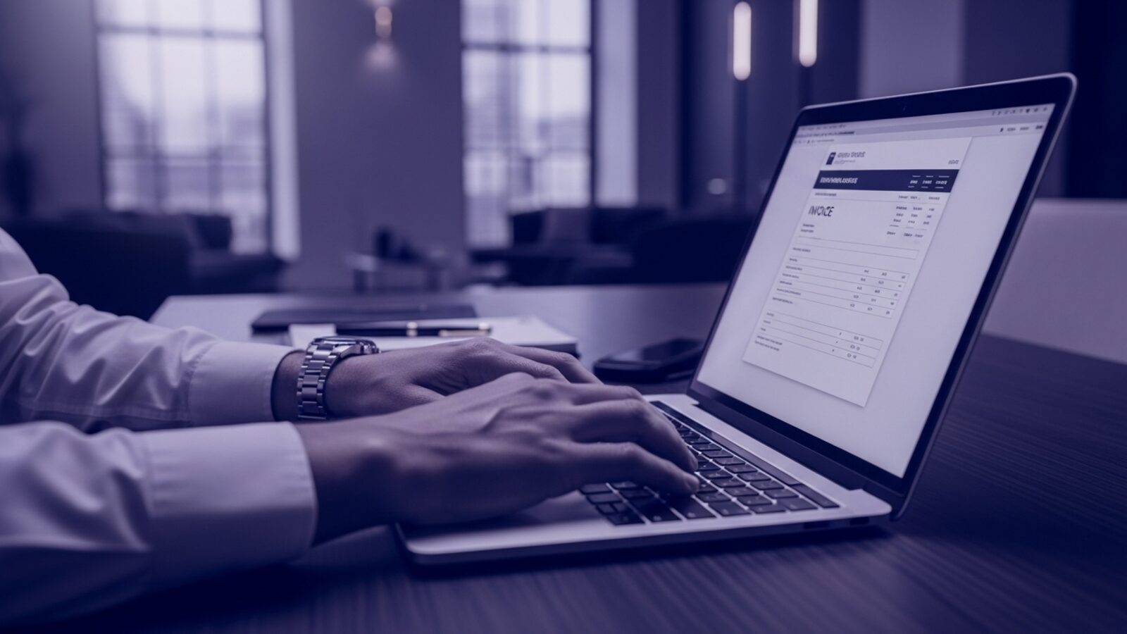 Sending an invoice from a laptop — online invoicing shortens the gap between finished work and payment