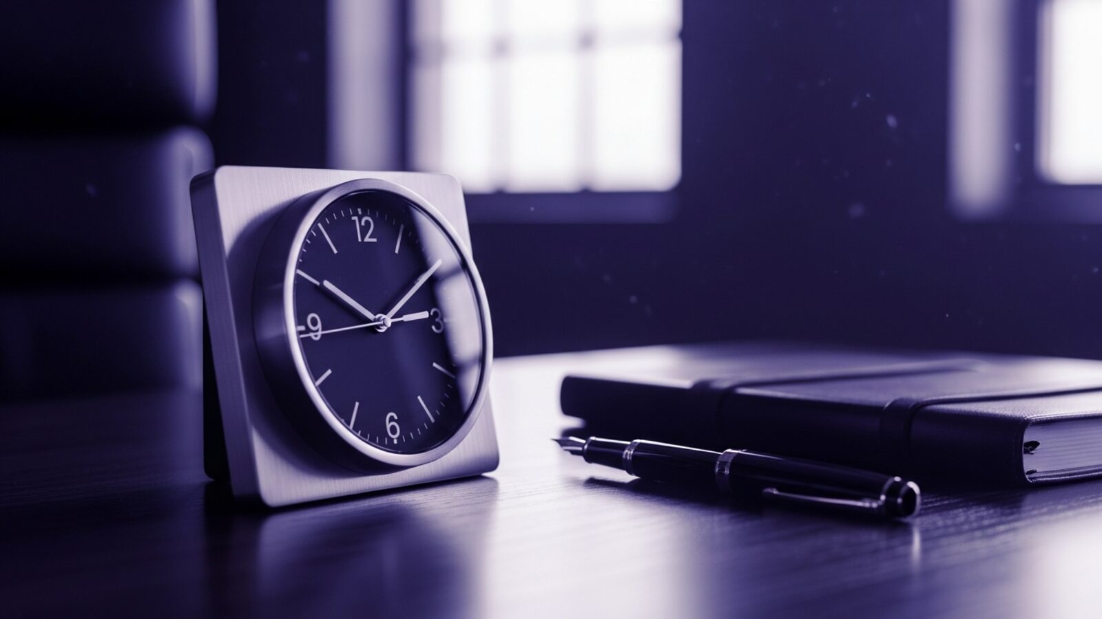 A clock on the desk of a working professional — accurate time capture is the foundation of law firm profitability