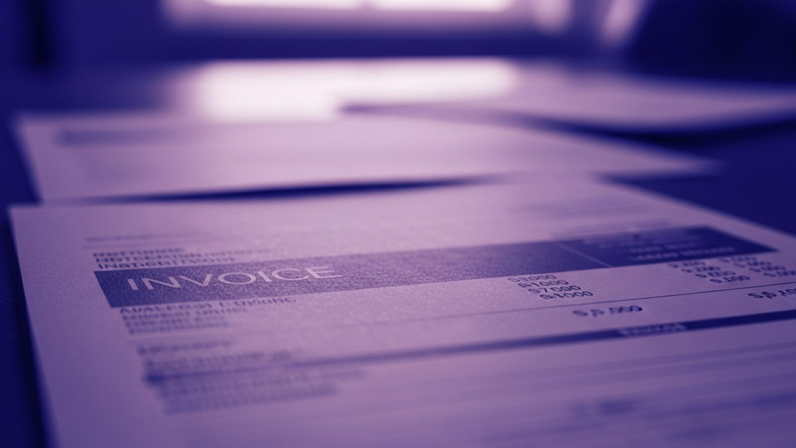 A close-up of a printed invoice — how the client name appears sets the tone for the whole document