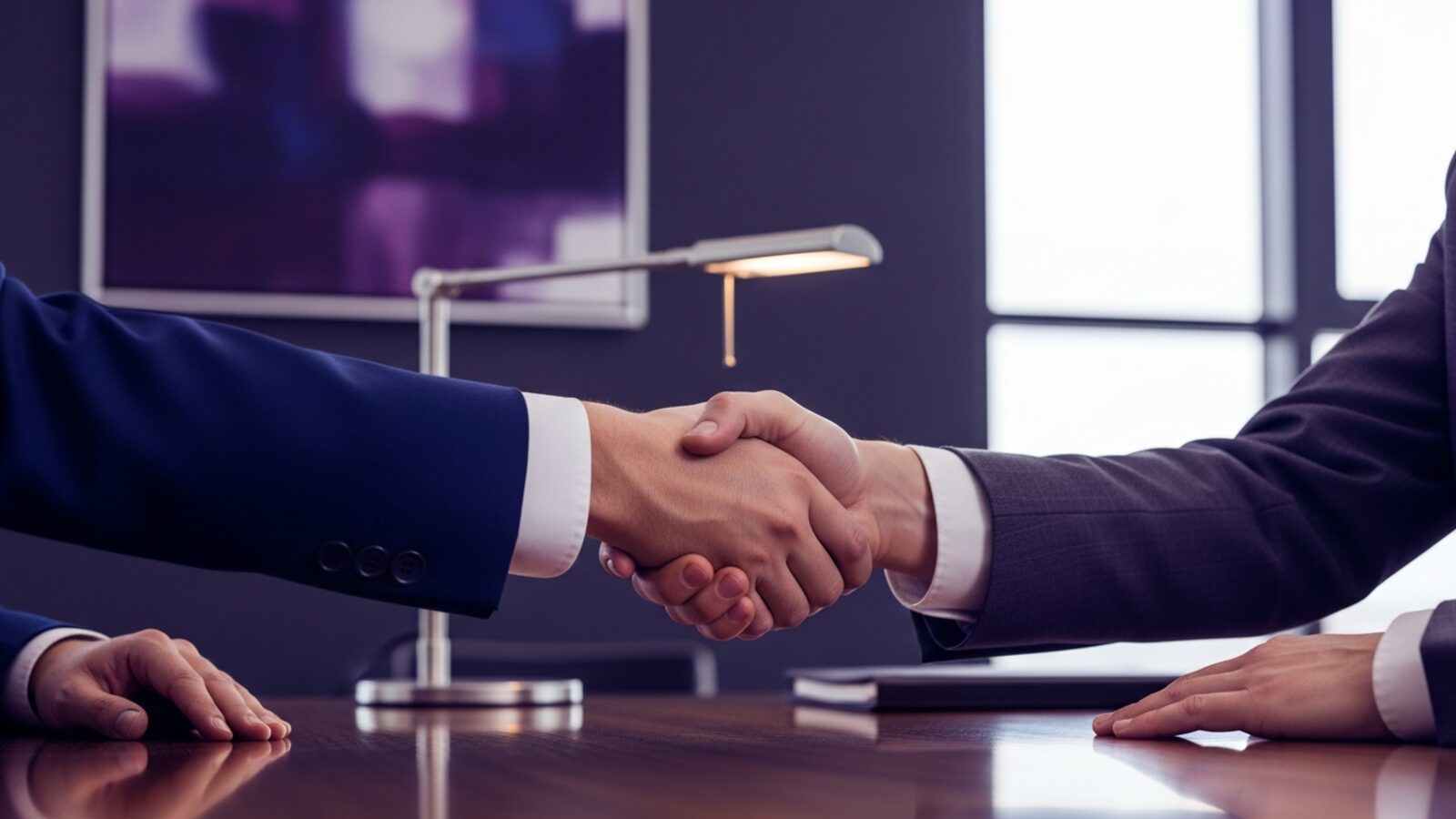 A handshake across the desk — fixed-fee arrangements give clients cost certainty up front