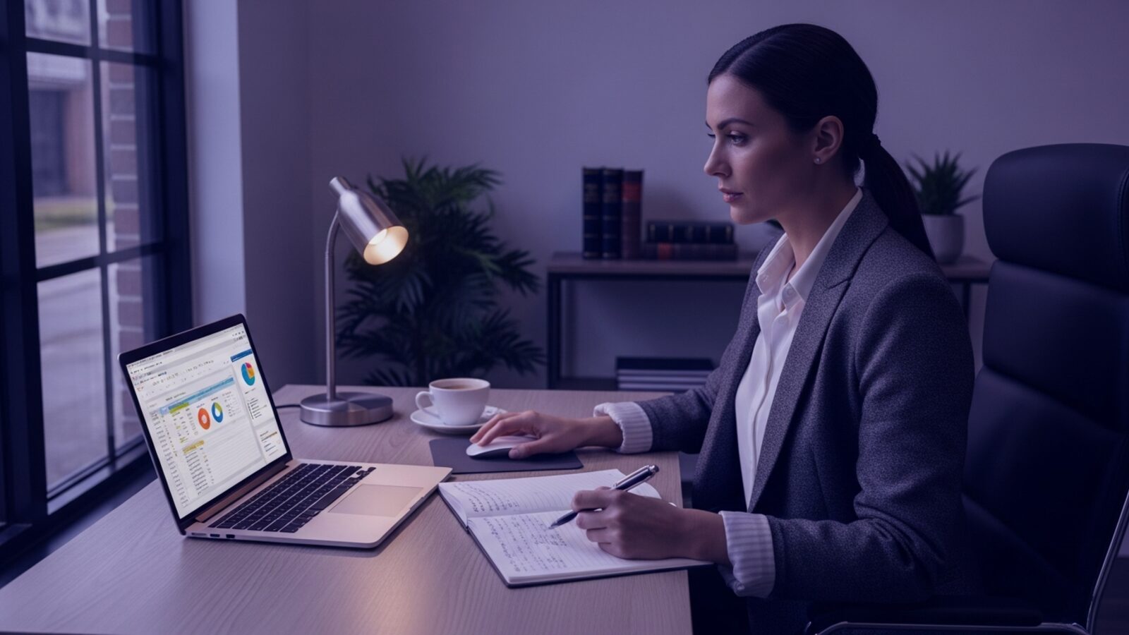 A solo practitioner planning the firm budget in a small office — the right billing tool fits the practice, not the other way around