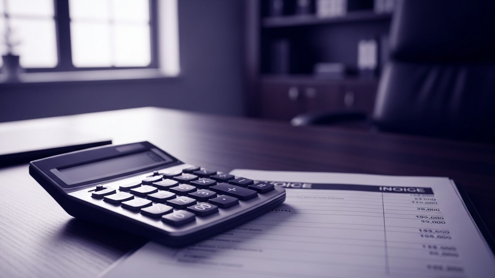A calculator beside invoice totals — the balance footer now presents amounts in a cleaner format