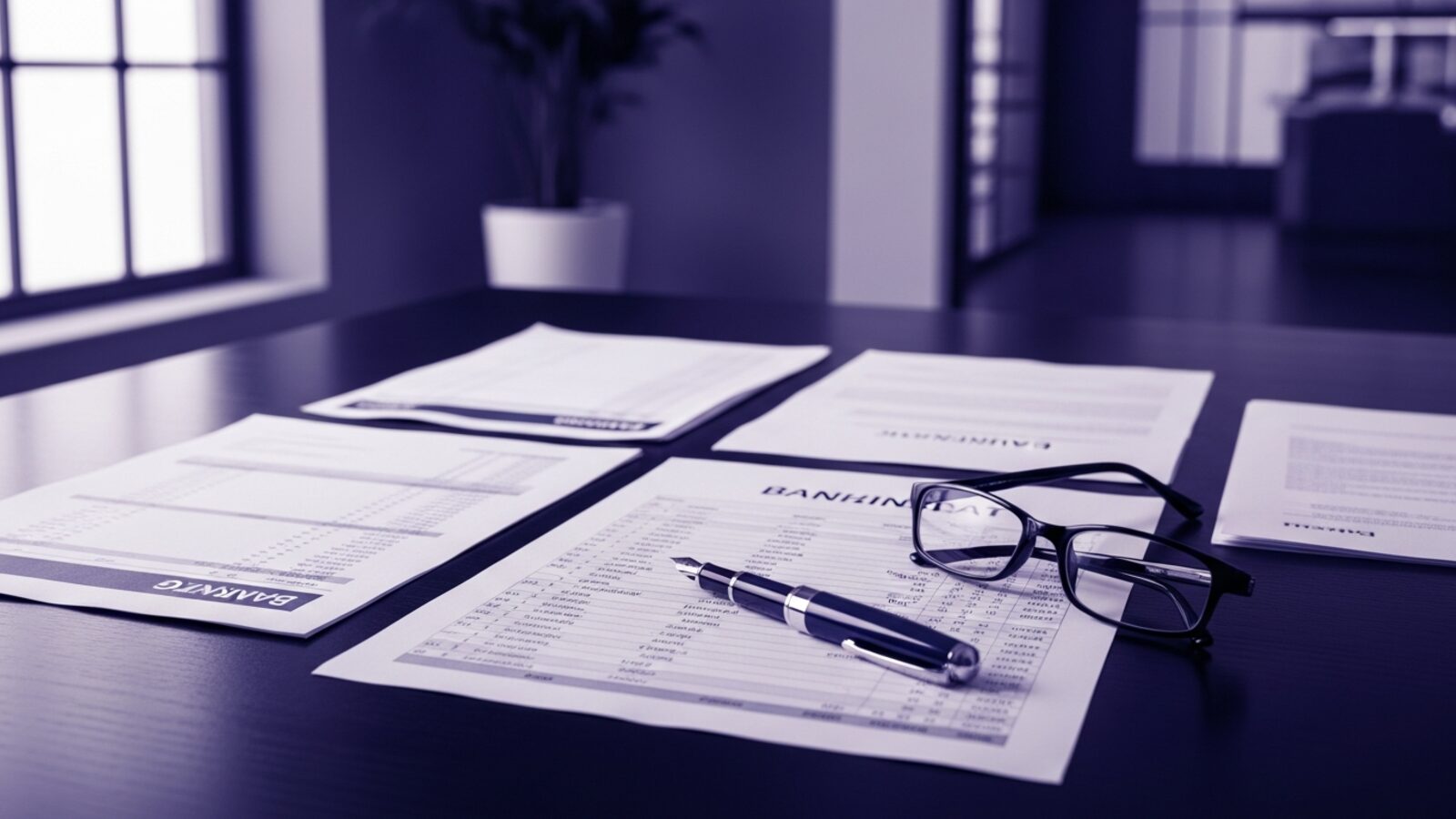 Banking documents on a desk — built-in trust accounting keeps client funds tracked and compliant
