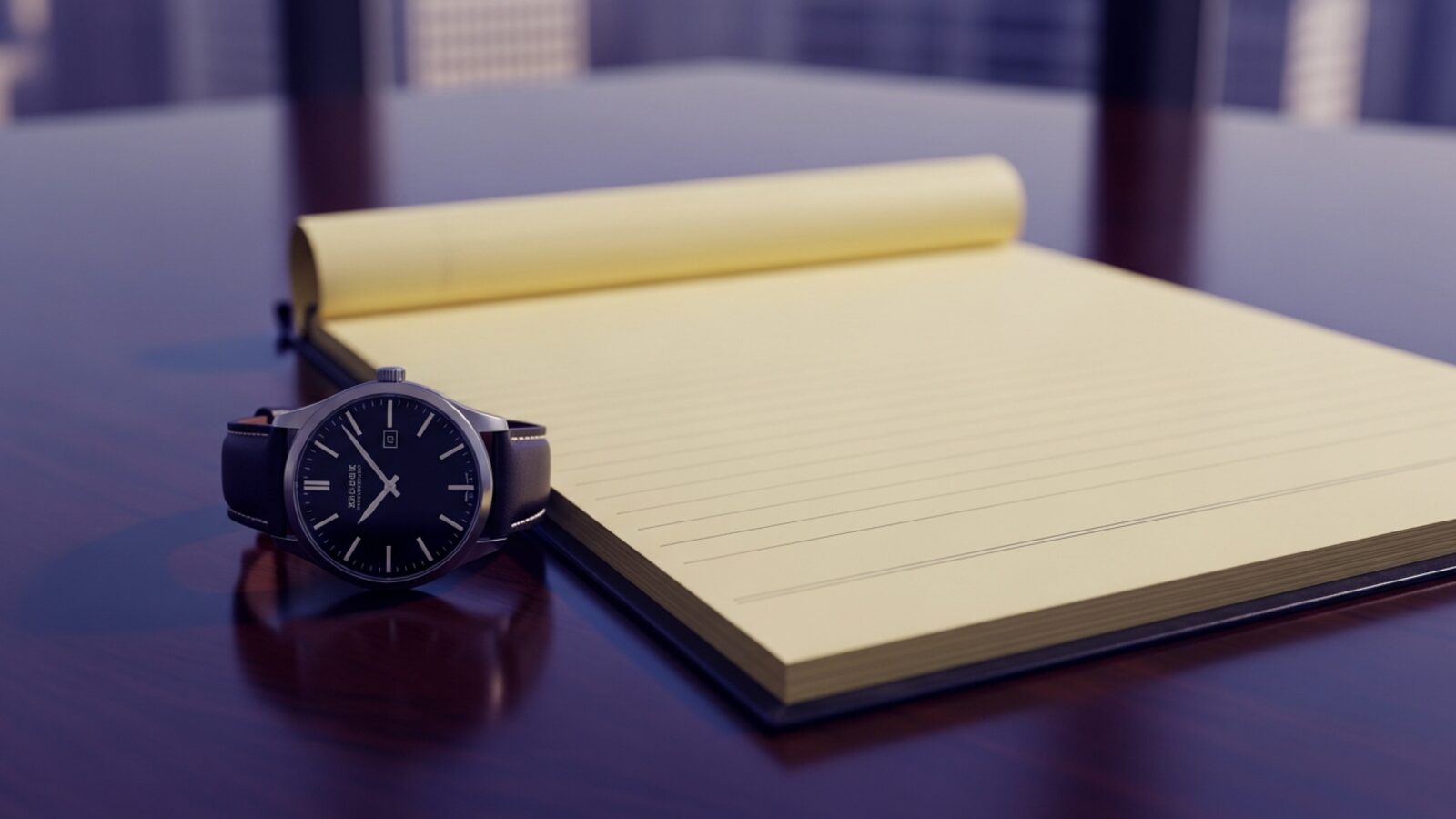 A wristwatch beside a legal pad — every untracked minute represents revenue that never reaches an invoice