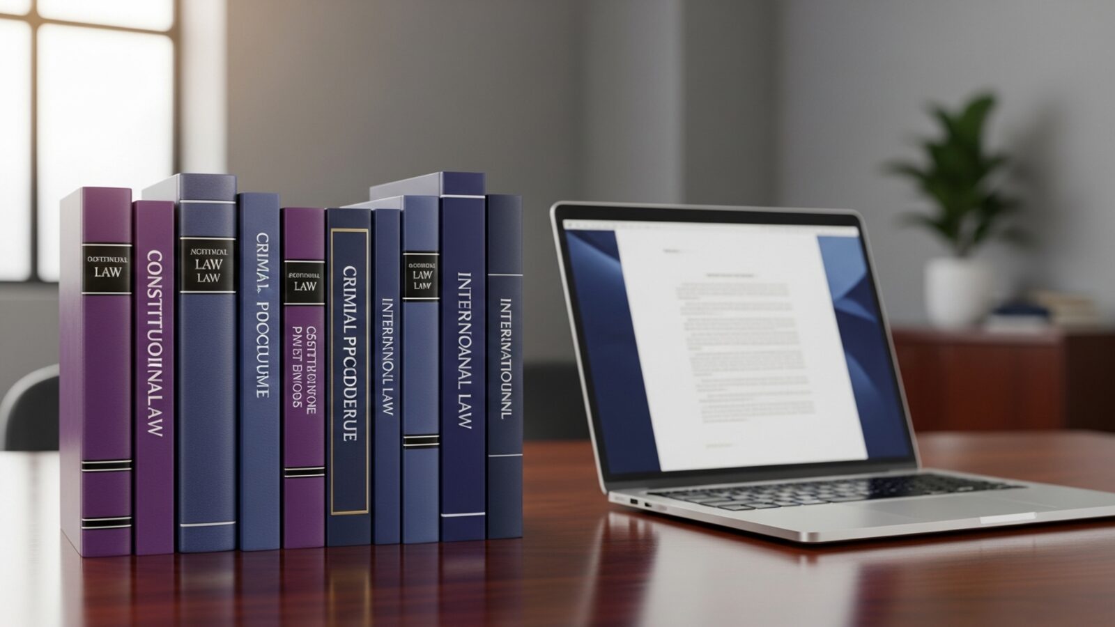 A row of law books beside an open laptop — the best legal billing software blends legal-specific features with everyday usability