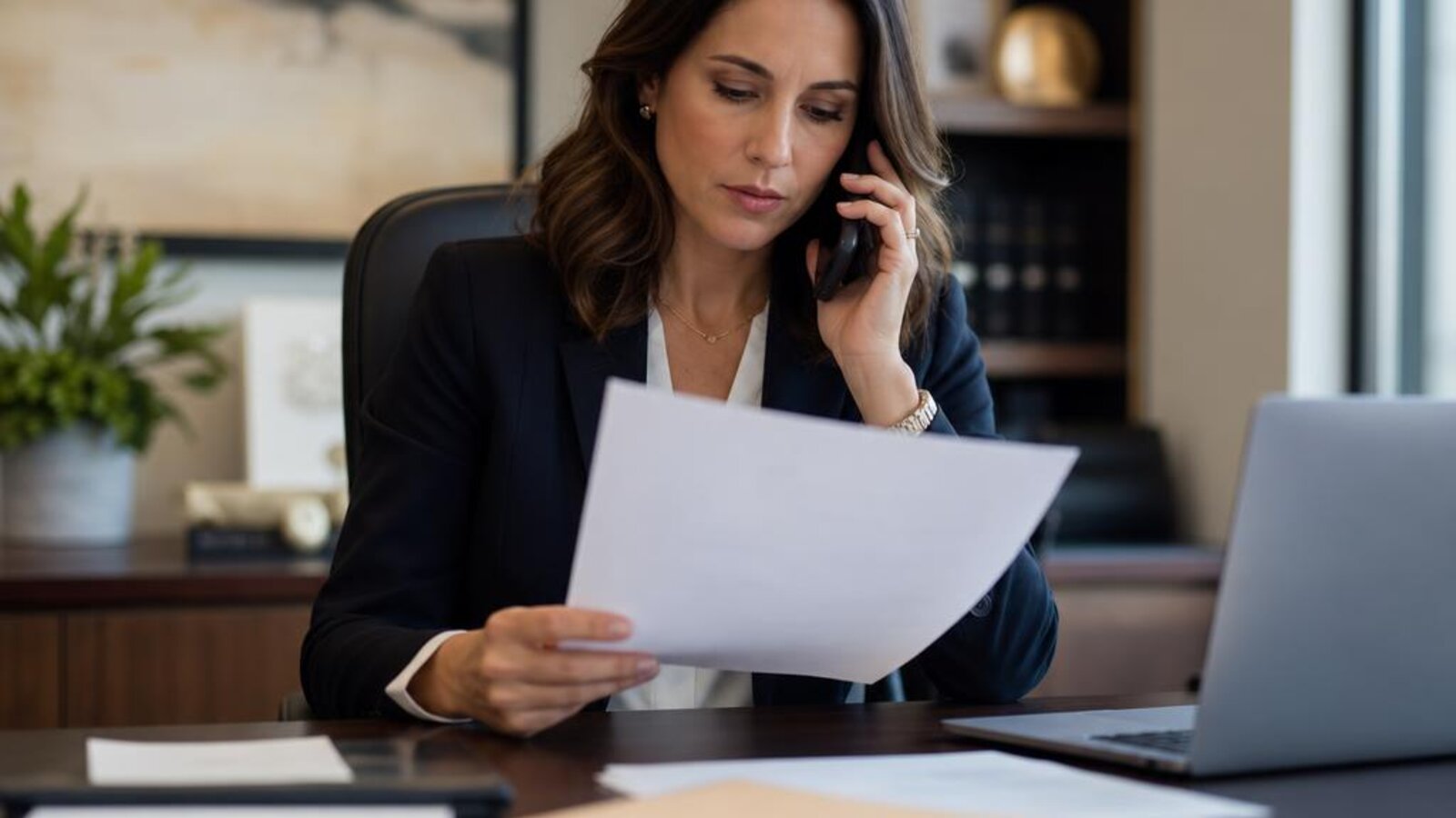 An attorney following up on an unpaid invoice by phone — a calm, early call resolves more late payments than any letter