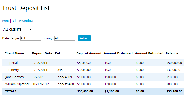 Legal Trust Accounting Report